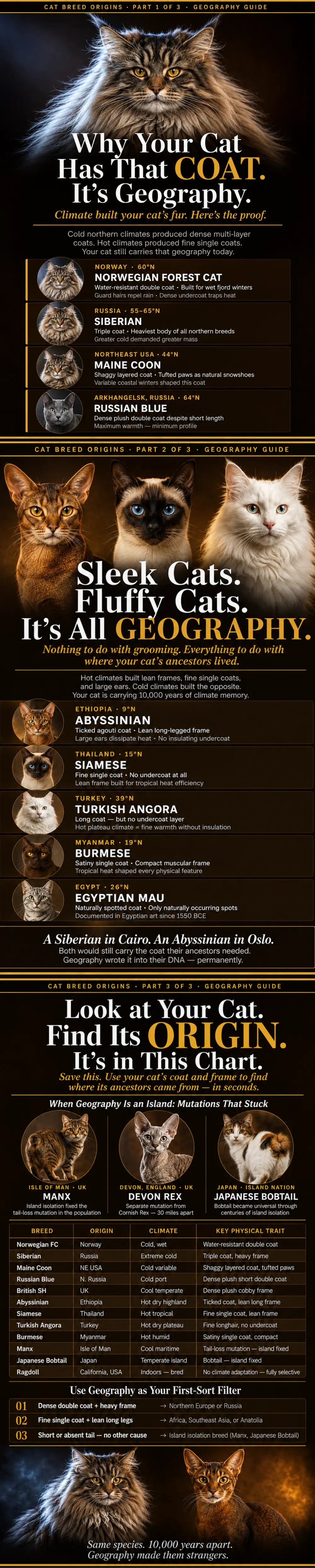 Infographic for understanding how cat breeds differ geographically