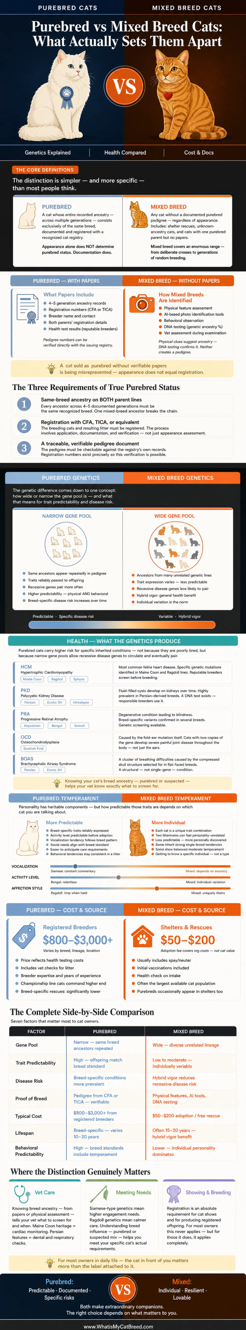 Infographic on Purebred vs Mixed Breed Cats